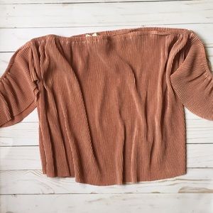 Dusty rose scrunched off the shoulder top